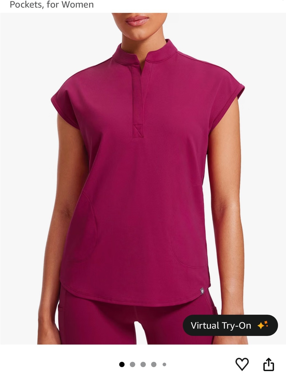 Women’s PopViolet Magenta Cap-Sleeve Scrub Top